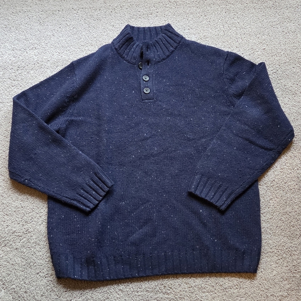 Nautica Mens Navy Blue Mock Neck 1/4 Button Sweater, Size XXL